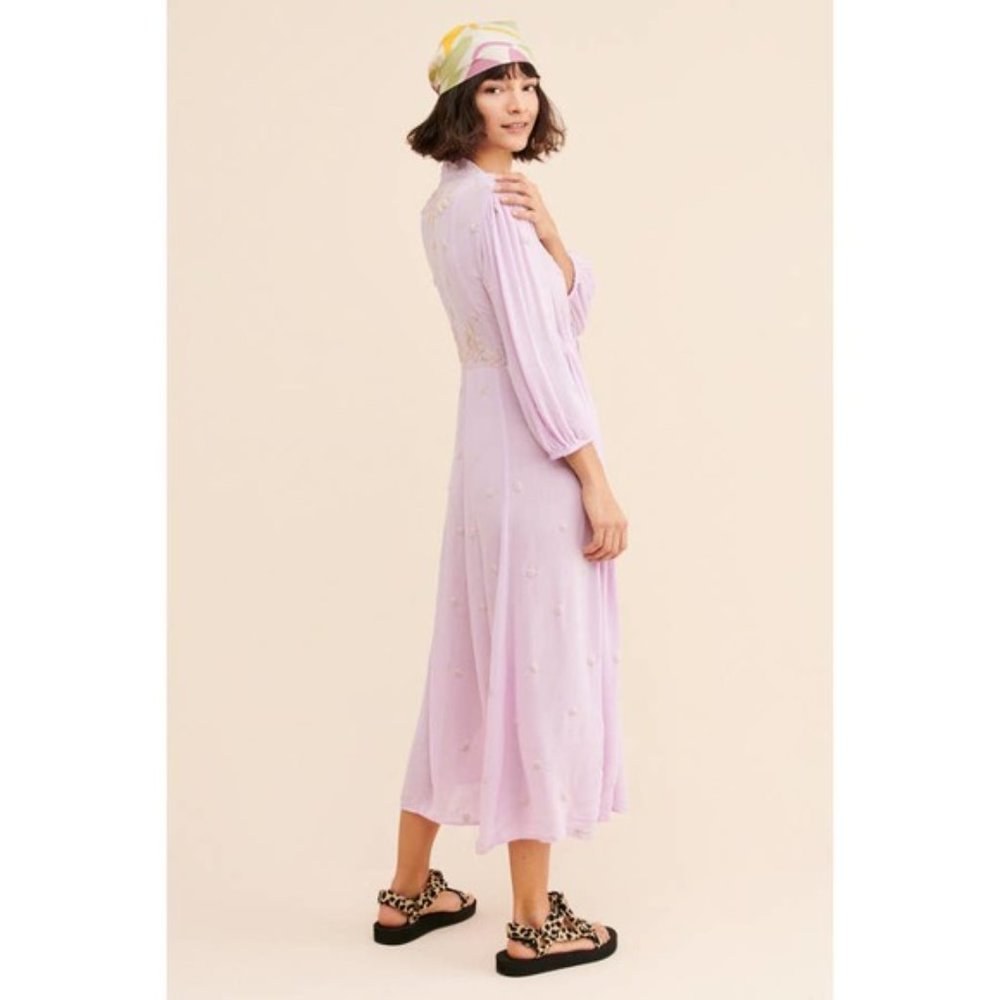 Free People Embroidered Fable Midi Dress Lilac - Picture 8 of 8
